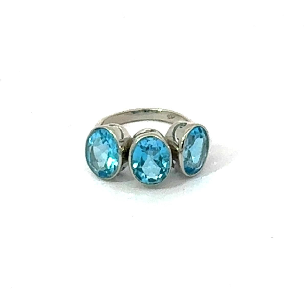 in vendita:  Anello unisex sfaccettato con triplo topazio blu per lui in A. Silver 925 5