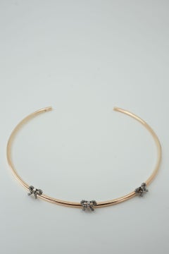 Triple Bow Necklace Diamond Neck Bangle Collar Victorian Style J Dauphin