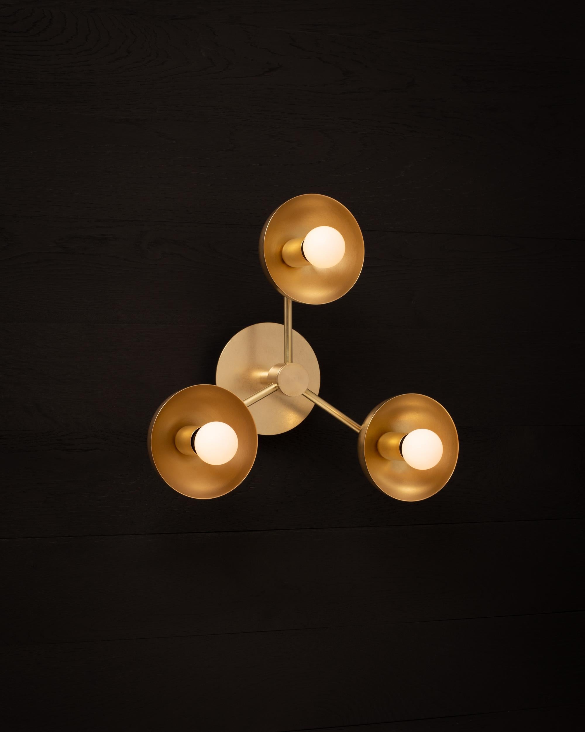 Triple Brass Dome Wall Sconce Tala Porcelain I, Lighting Fixture In New Condition In London, GB