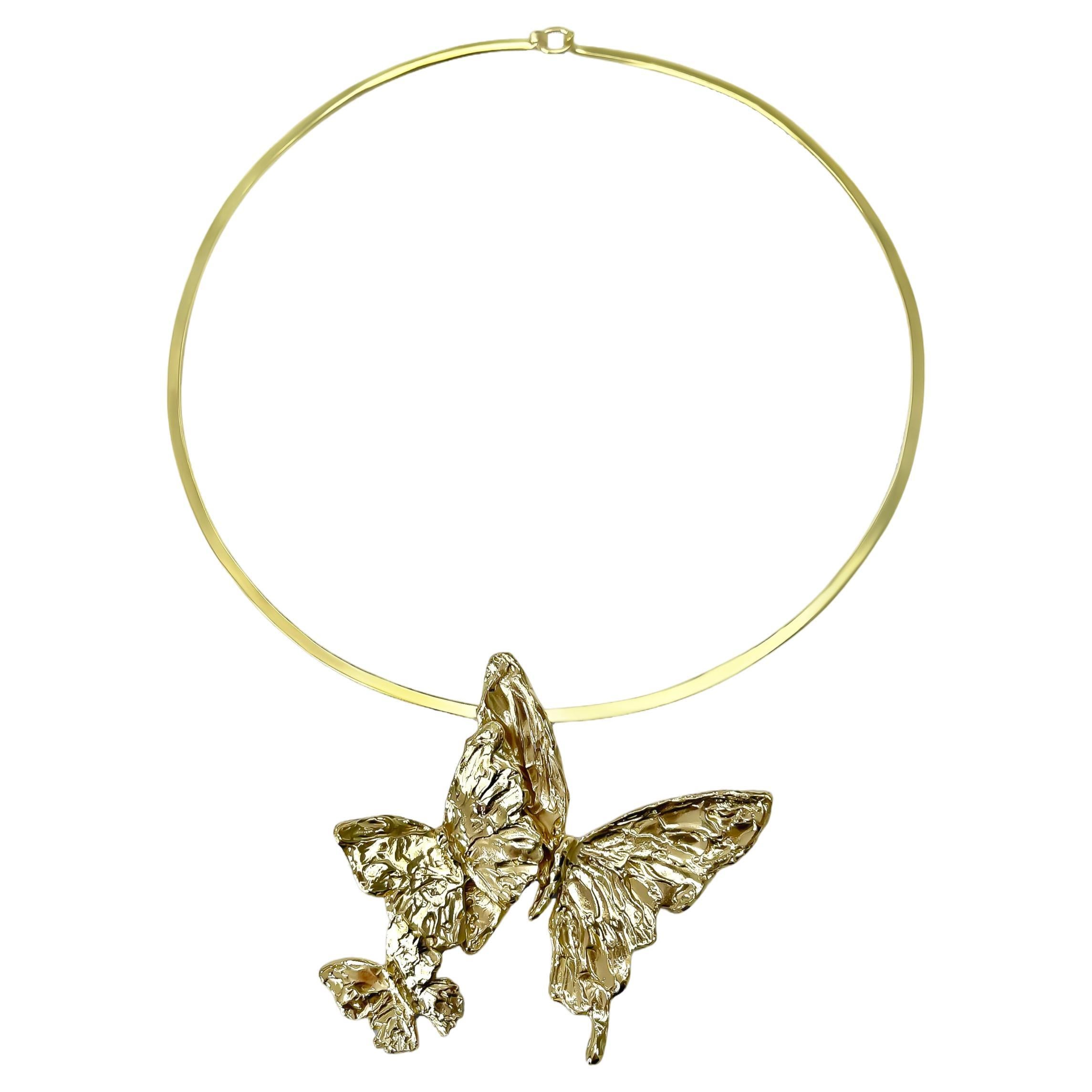 Triple Butterfly Collar in Brass For Sale