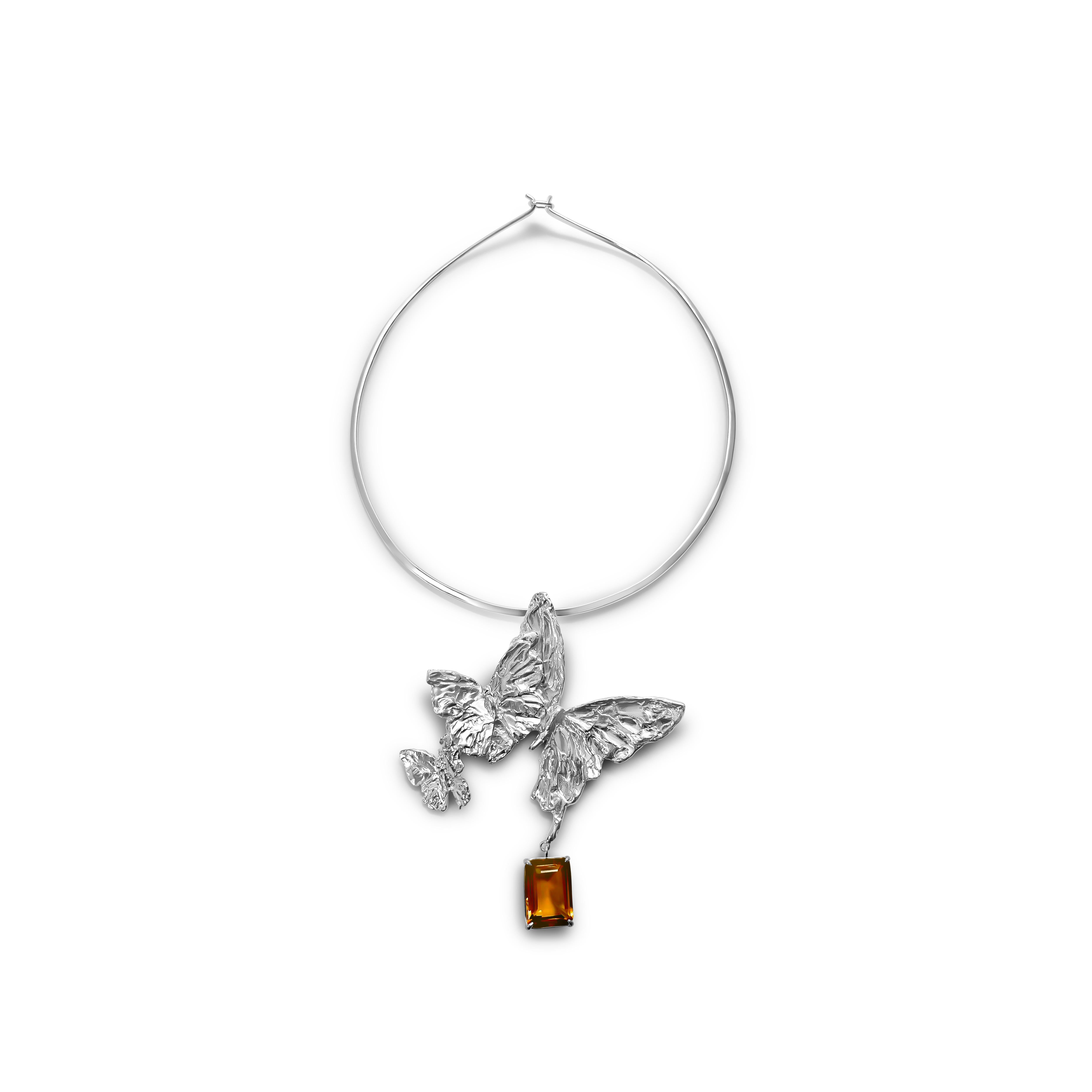 Emerald Cut Triple Butterfly Collar in Citrine For Sale