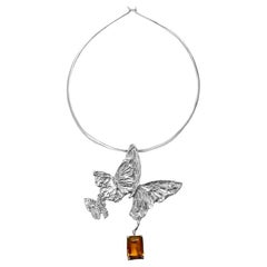 Collier à trois papillons en citrine