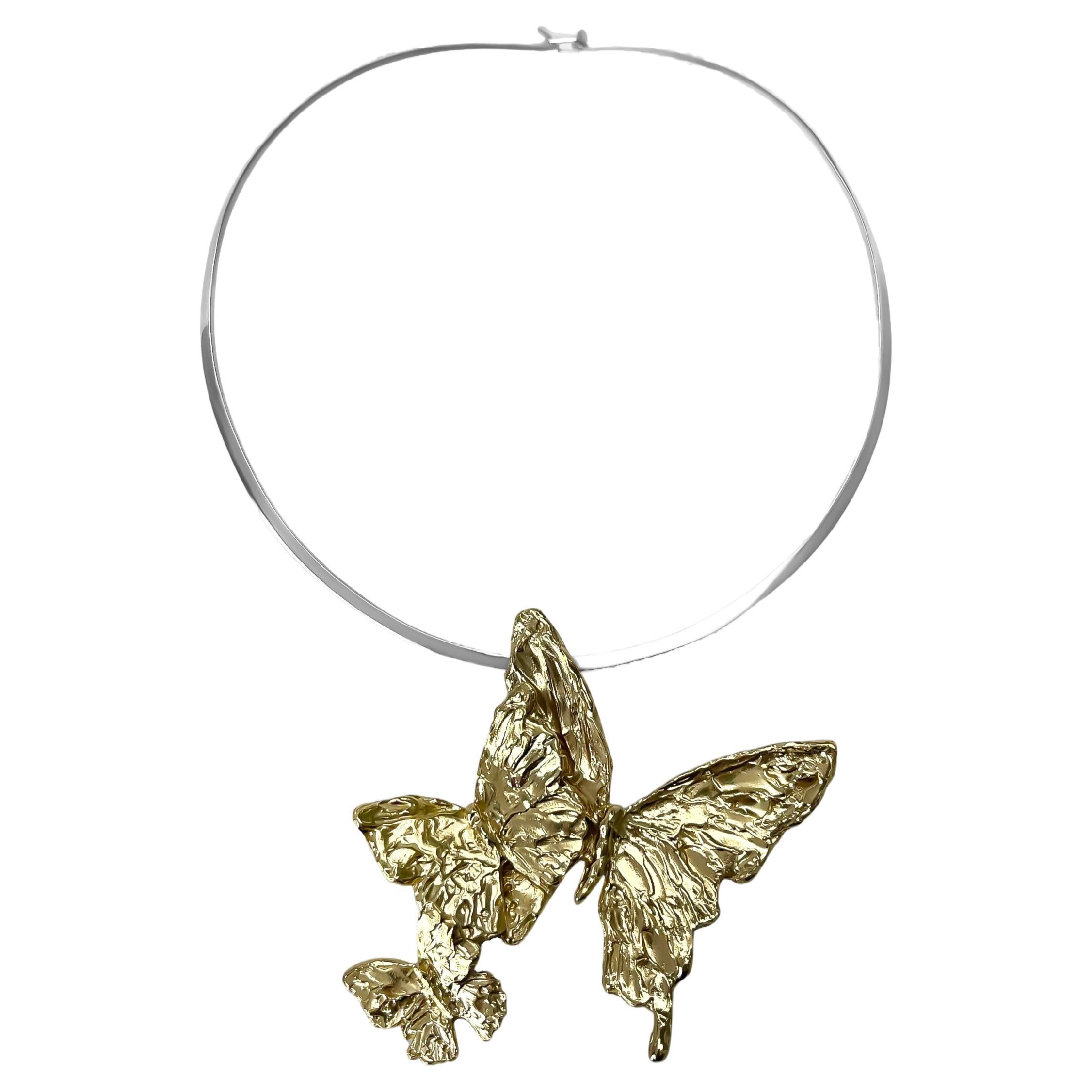 Triple Butterfly Collar in Mixed Metal For Sale