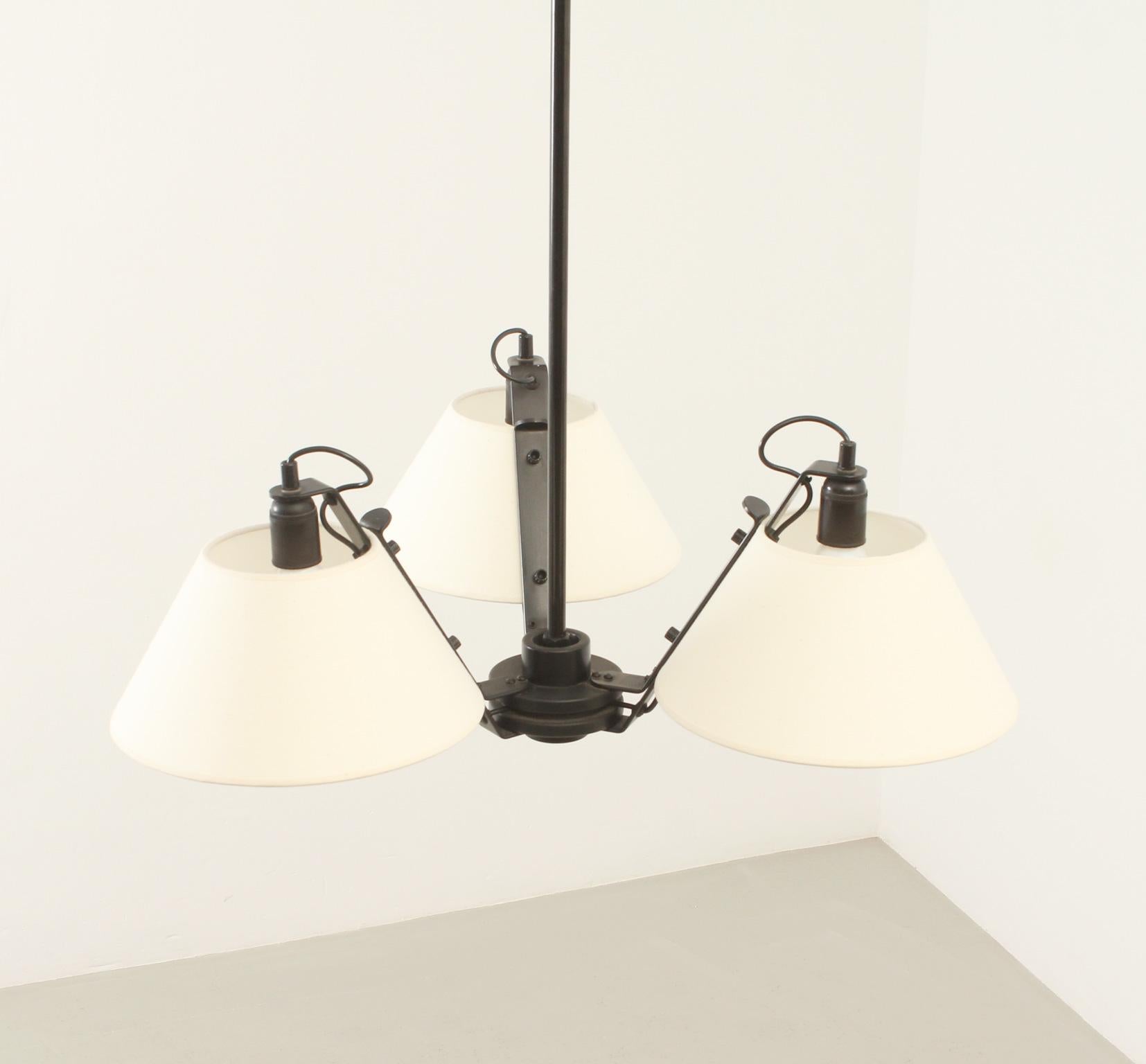 Triple Ceiling Lamp by Antoni Blanc for Metalarte, Spain, 1980 For Sale 3