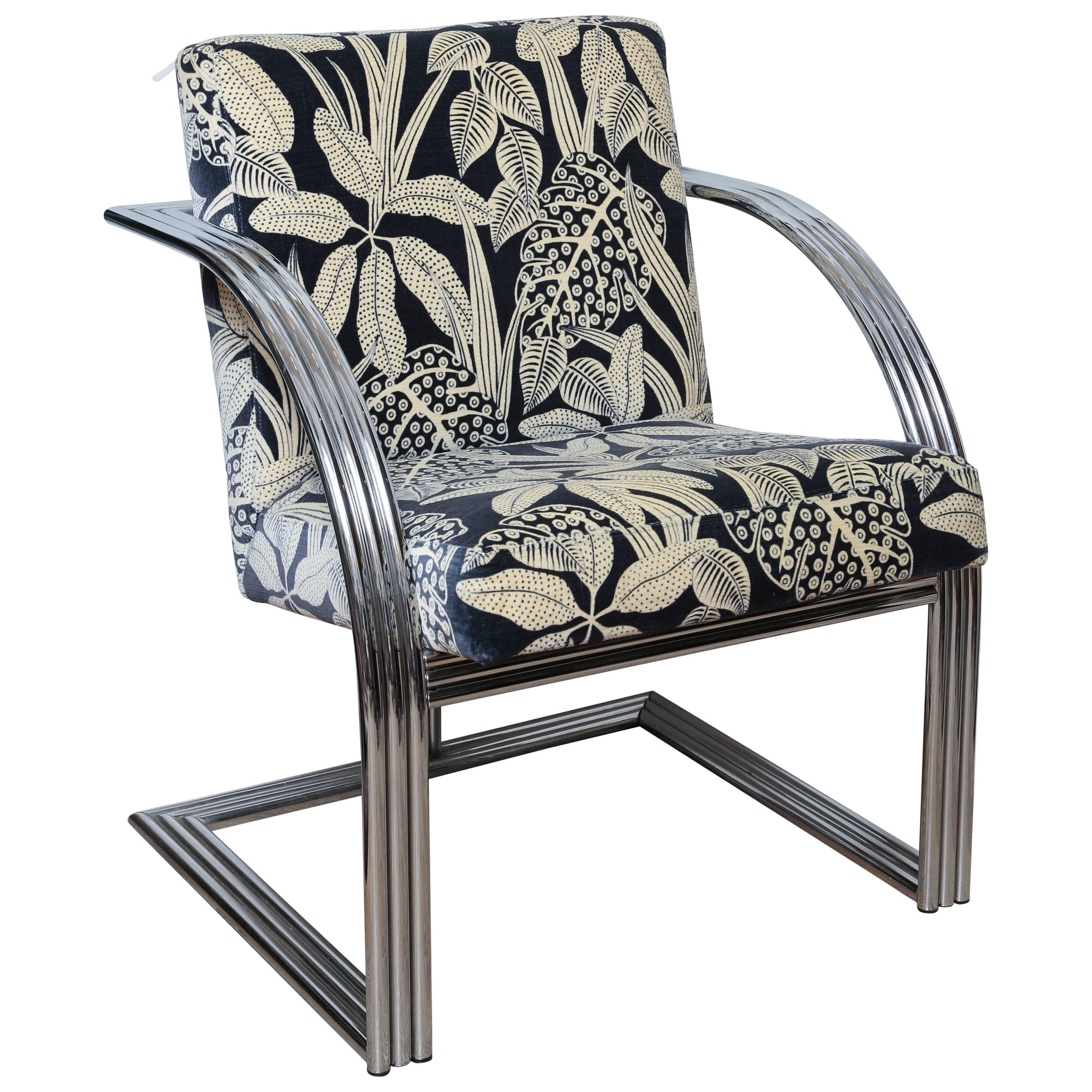 Triple Chrome Band Art Deco Style Air Chair by Milo Baughman