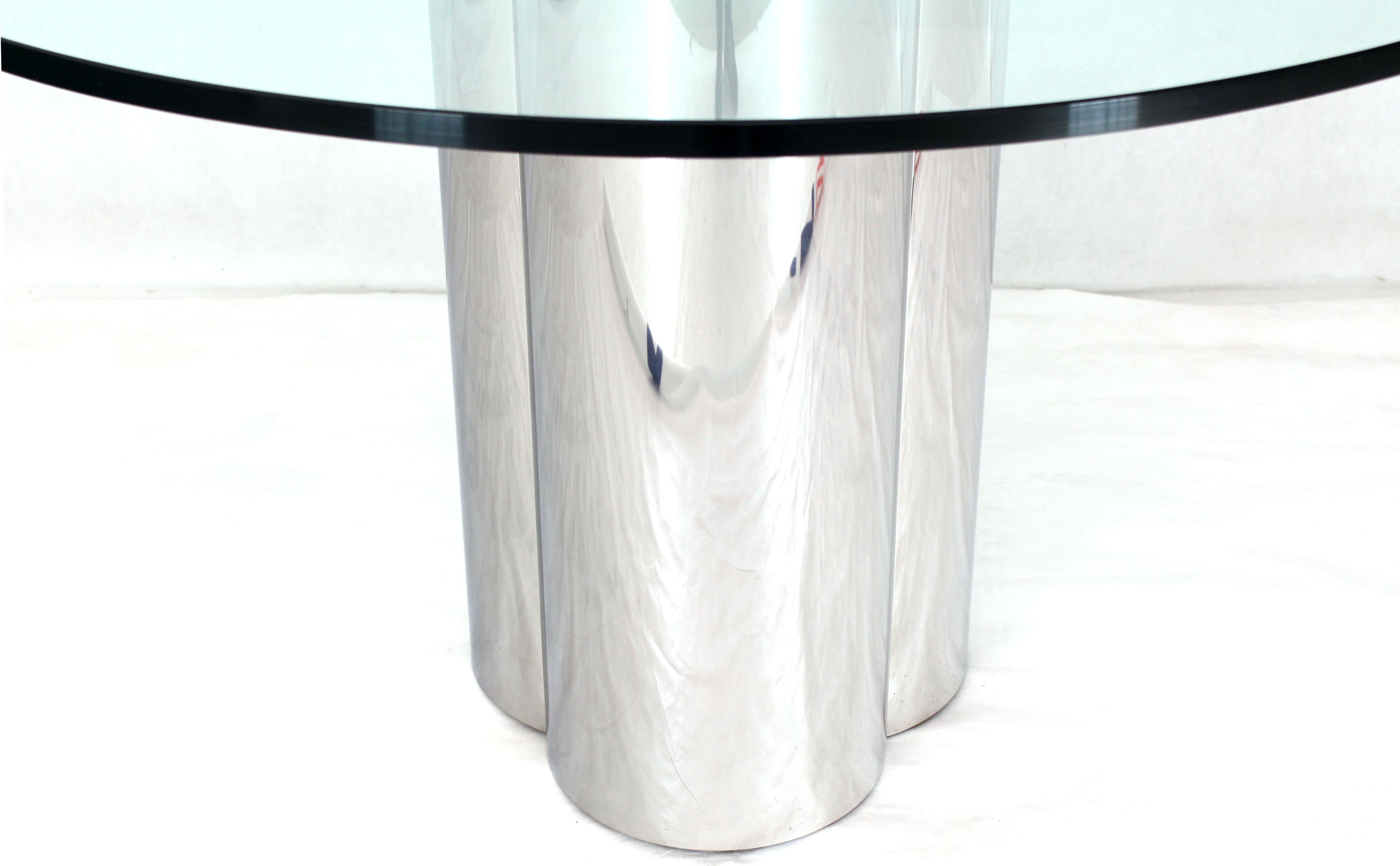American Triple Chrome Cylinder Base Glass Top Round Center Dining Conference Table