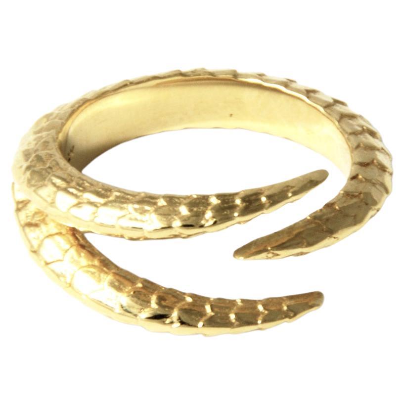 Triple Claw Ring / 14k Yellow Gold For Sale