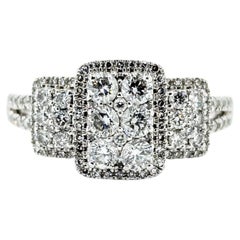 Triple Cluster Diamond Ring in 14k White Gold