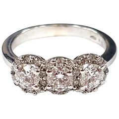 cluster diamond rings vs solitaire 21st Century 18 Karat White Gold Three Cluster Diamond Solitaire Engagement Ring