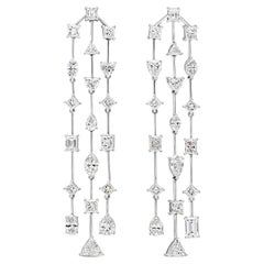 Boucles d'oreilles chandelier de 9,15 carats, triple colonne de diamants taillés en fantaisie