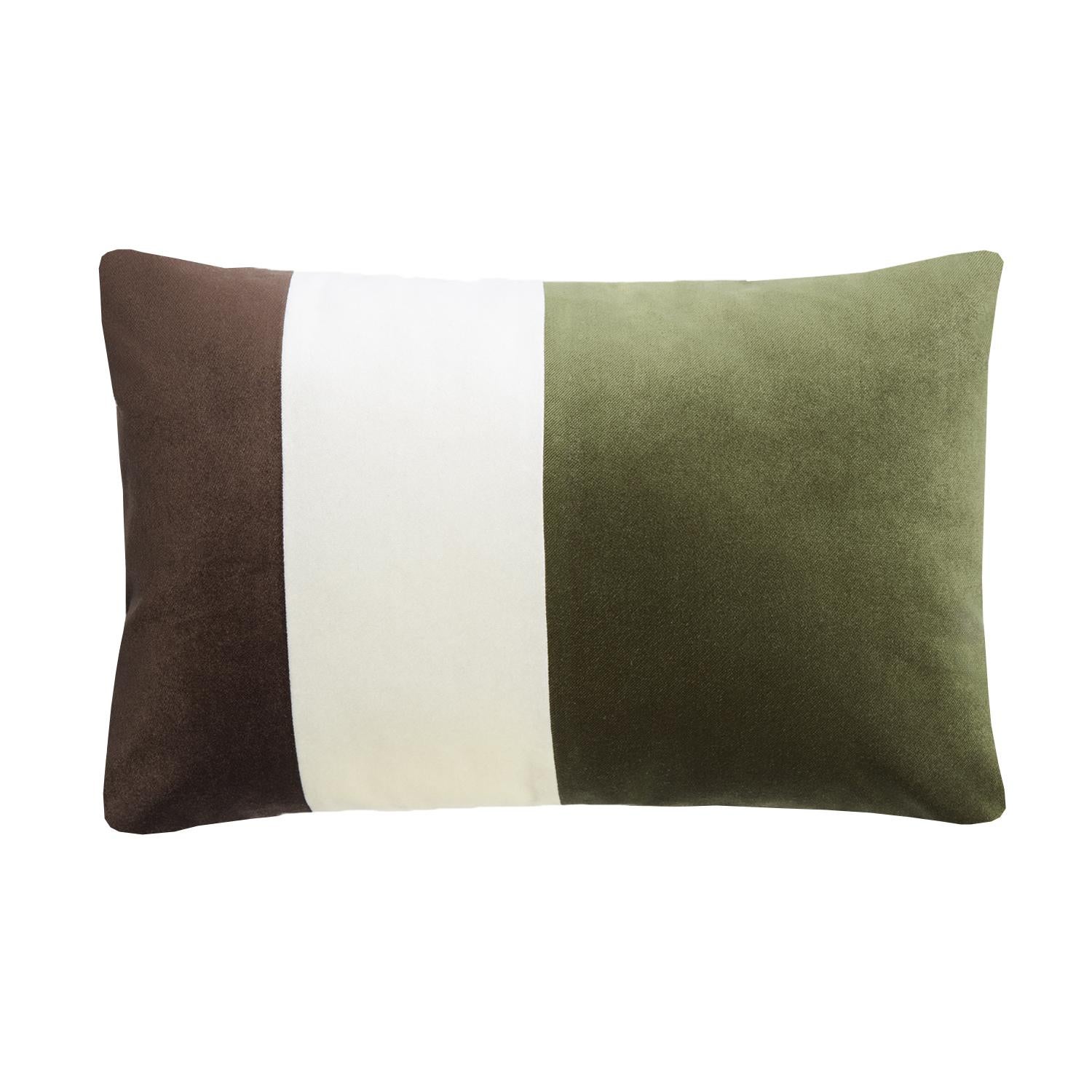 Dreifach-Kissen Samt Brown Beige (Italienisch) im Angebot