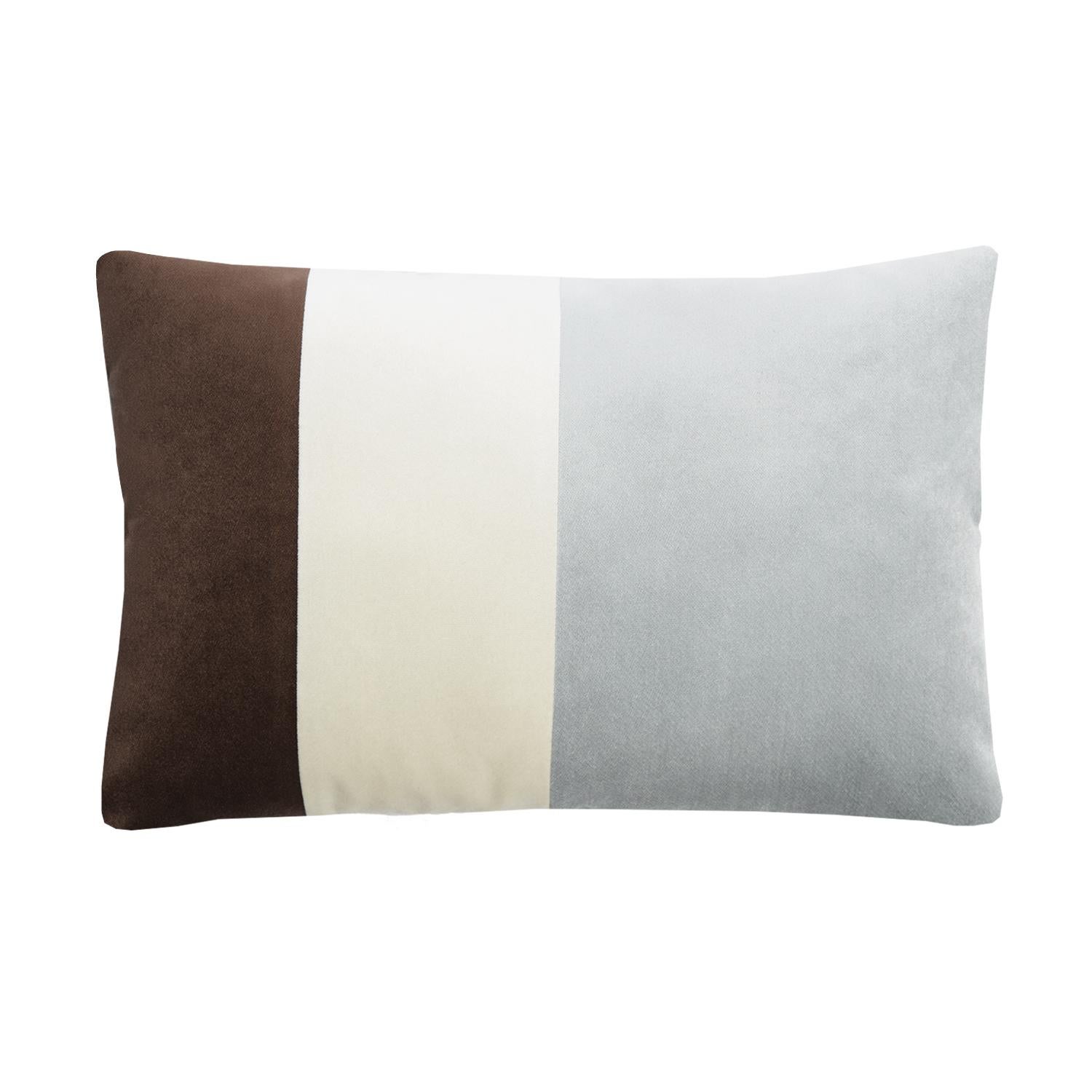 Dreifach-Kissen Samt Brown Beige im Zustand „Neu“ im Angebot in Carimate, Lombardia