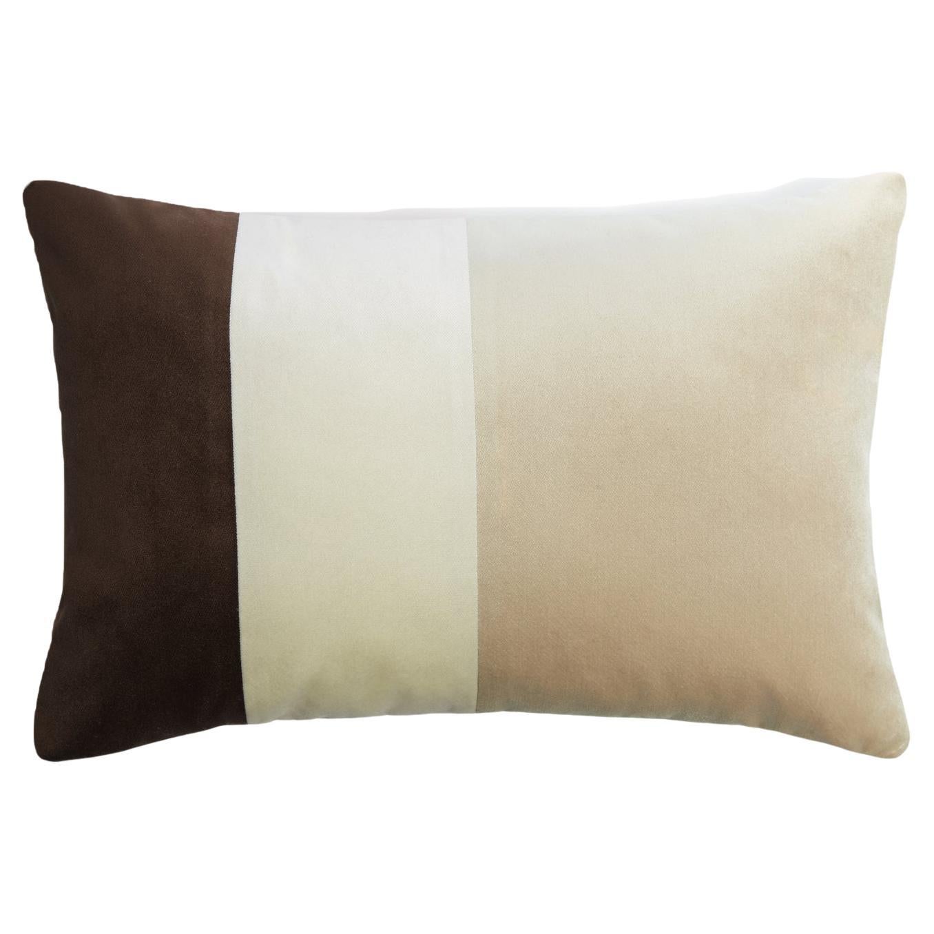 Triple Cushion Velvet Brown Beige