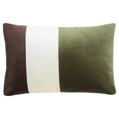 Cuscino triplo in velluto marrone & verde