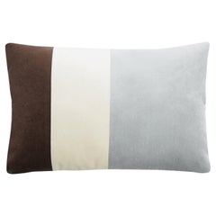 Triple Cushion Velvet Brown Light Blue