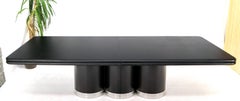 Triple Cylinder Base Lacquered Cloth Wrapped Extra Long Dining Conference Table