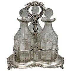 Victorian Set of Three Decanters on Fitted Stand