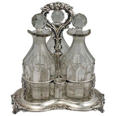 Victorian Set of Three Decanters on Fitted Stand 