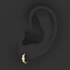 Pendientes de aro abrazador de oro de 14 quilates con triple diamante