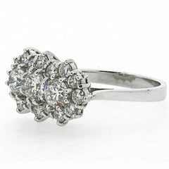 Triple Diamond Cluster Ring 18 Karat White Gold