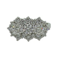 Triple Diamond Cluster Ring 18 Karat White Gold