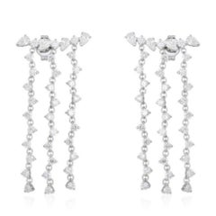 3.35ctw Natural Diamond 14K Gold Chain Drop Earrings