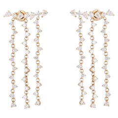 3.35ctw Natural Diamond 14K Gold Chain Drop Earrings