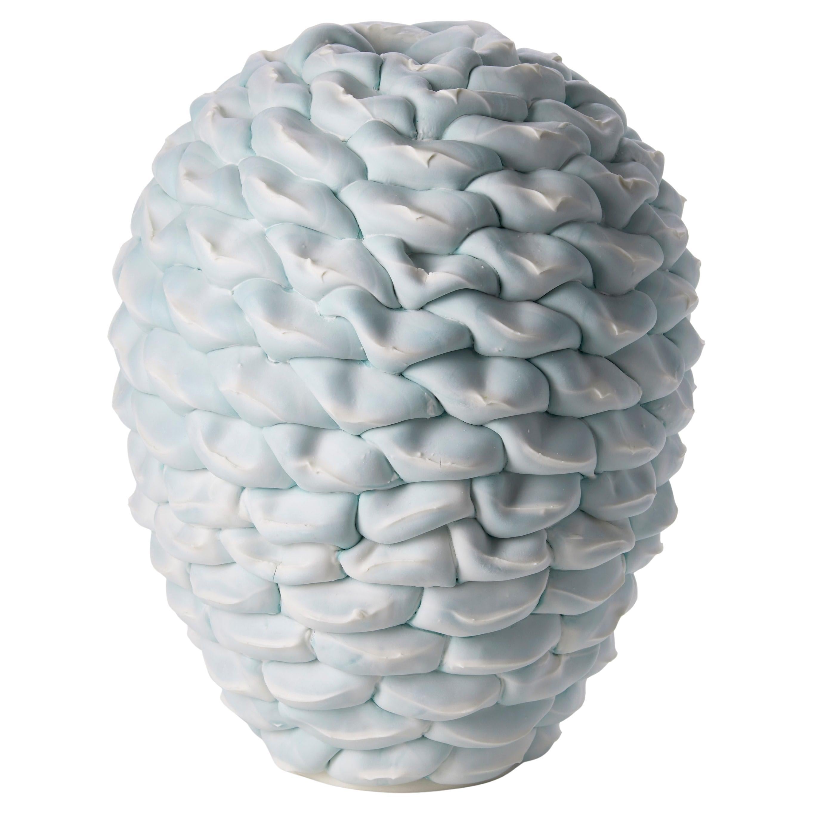 Triple Dip Fold I, a blue porcelain/stoneware/parian artwork by Steven Edwards For Sale