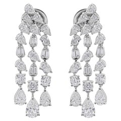 Boucles d'oreilles triple goutte 3.11 carats SI/HI diamant naturel Or blanc massif 18k