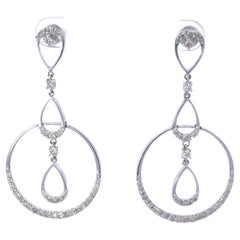 Triple Drop Dangly Diamond Earrings in 18k White Gold