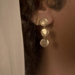 Triple Drop Earrings 18k Yellow Gold Disc Earrings