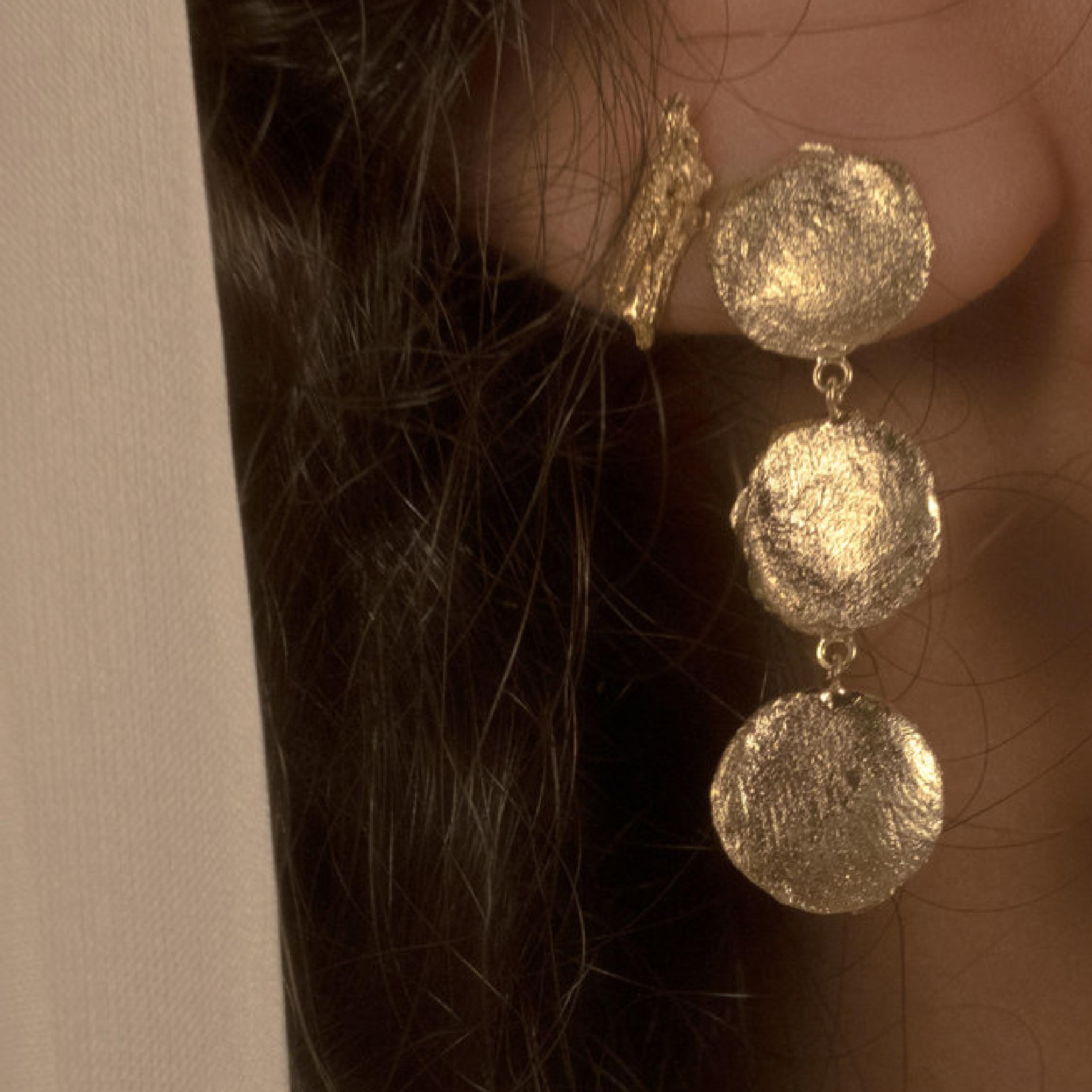 gold disc drop earrings