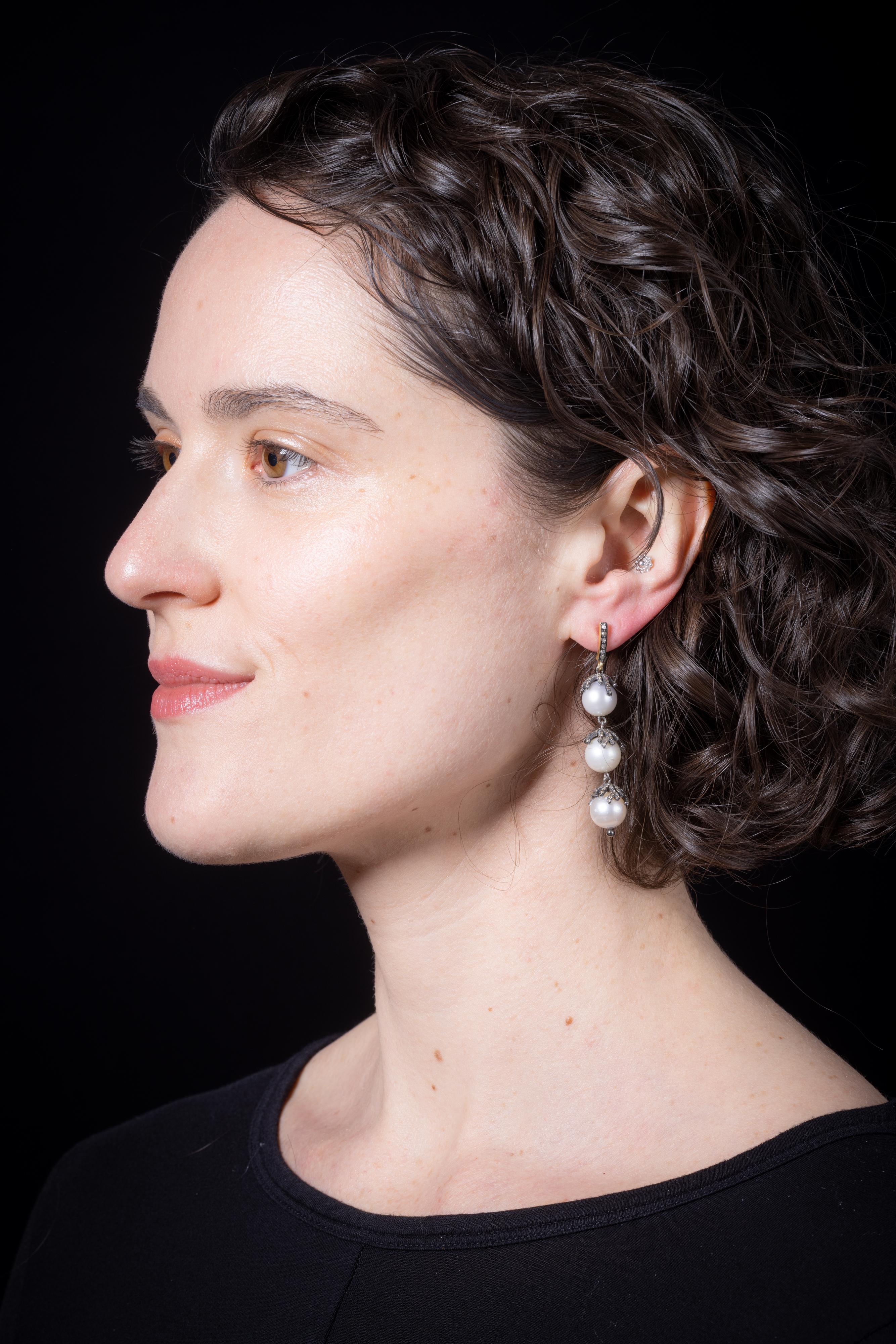 triple flame drop earrings