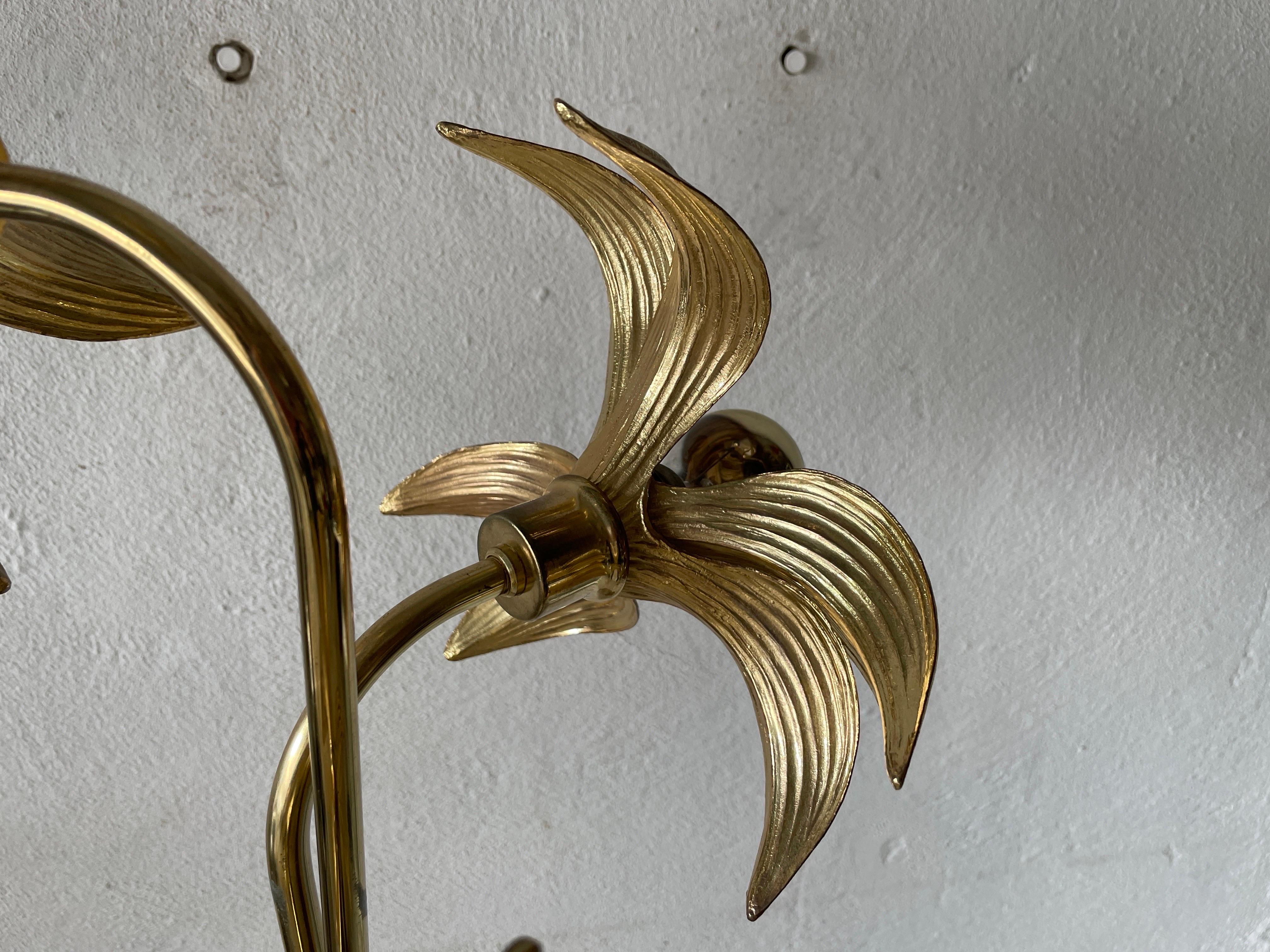 Late 20th Century Triple Flower Shade Brass Floor Lamp by Willy Daro for Massive, 1970s, Germany For Sale