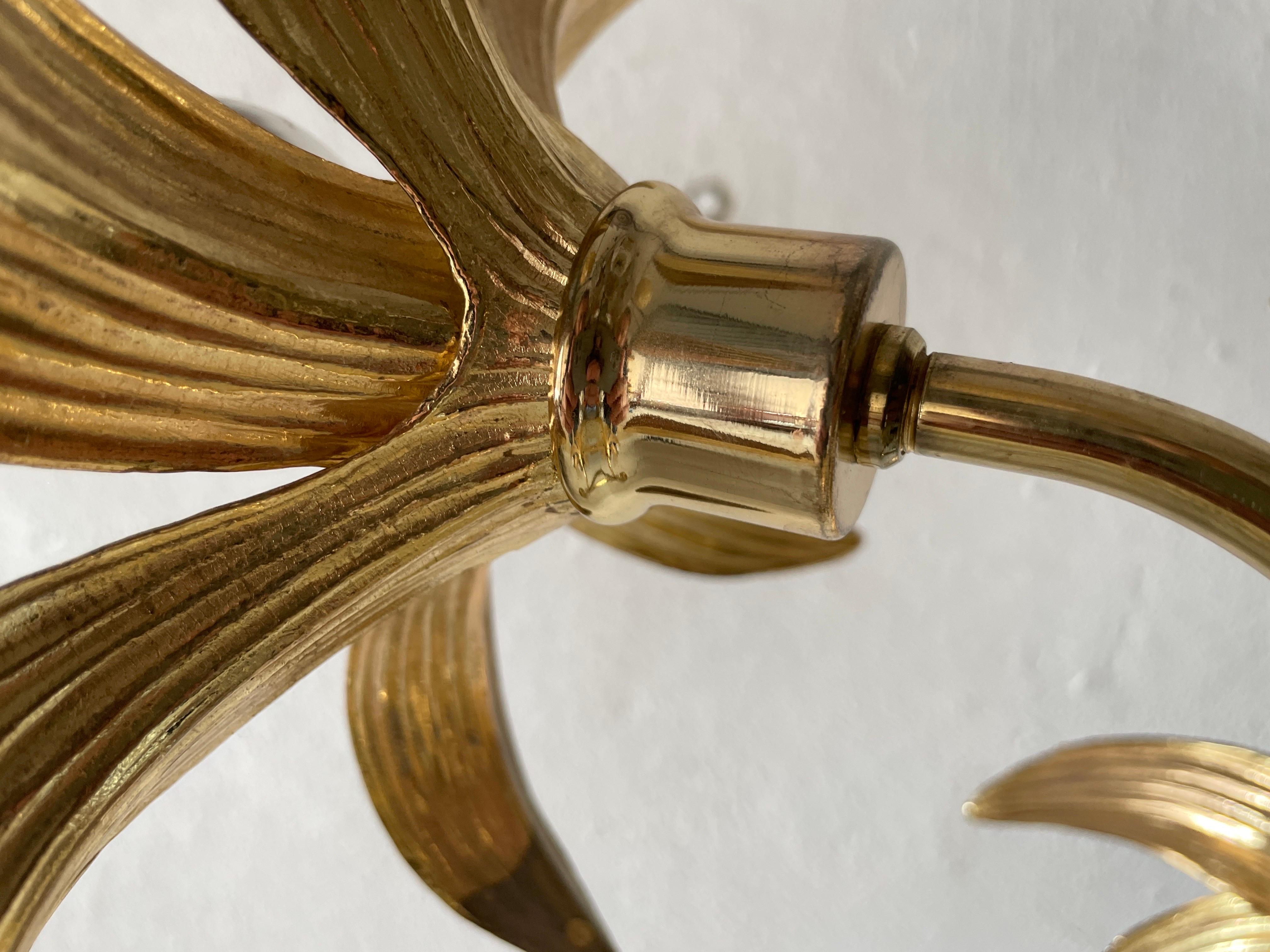 Triple Flower Shade Brass Floor Lamp by Willy Daro for Massive, 1970s, Germany For Sale 1