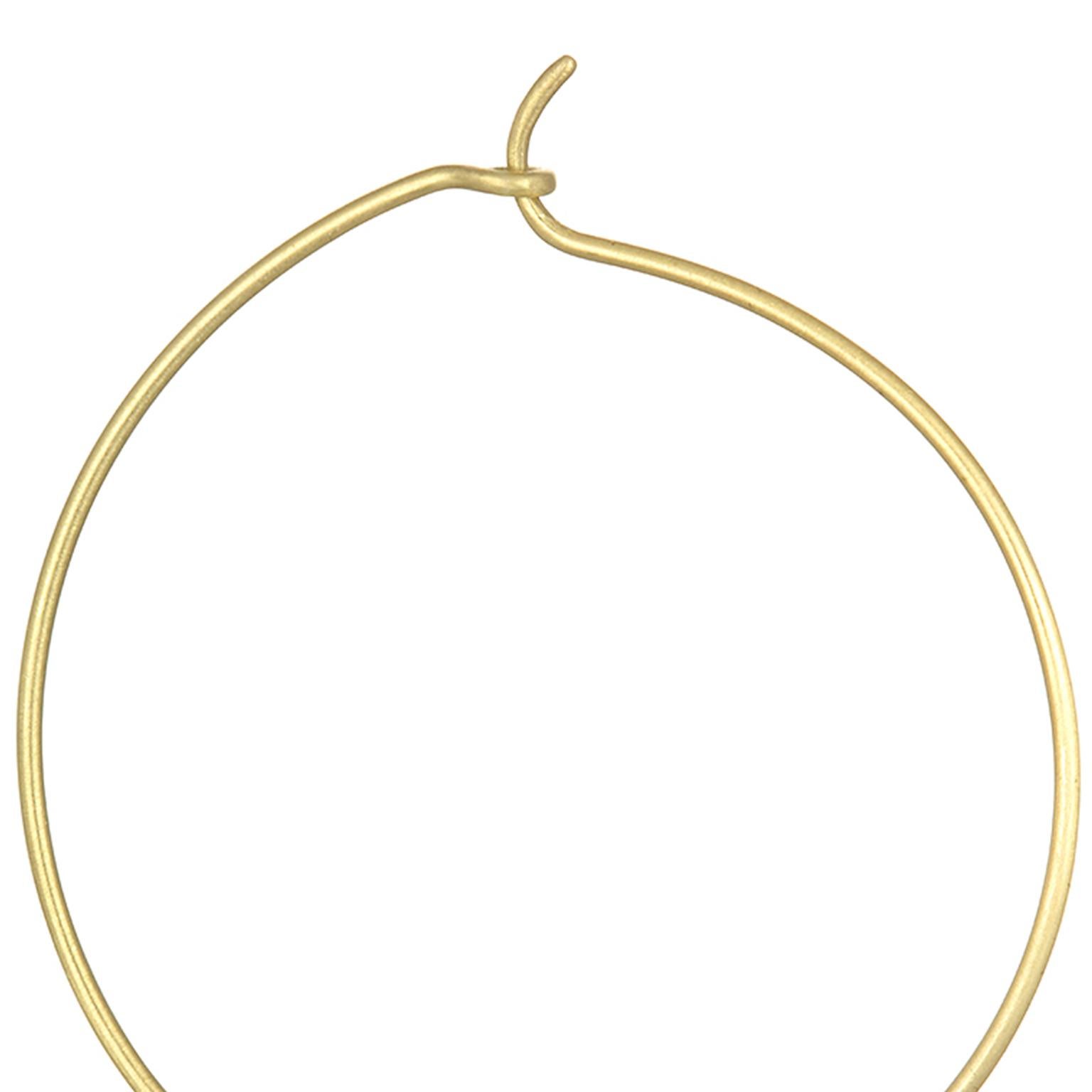 Contemporary 18 Karat Gold Triple Green Tourmaline Drops on Gold Wire Hoop Earrings