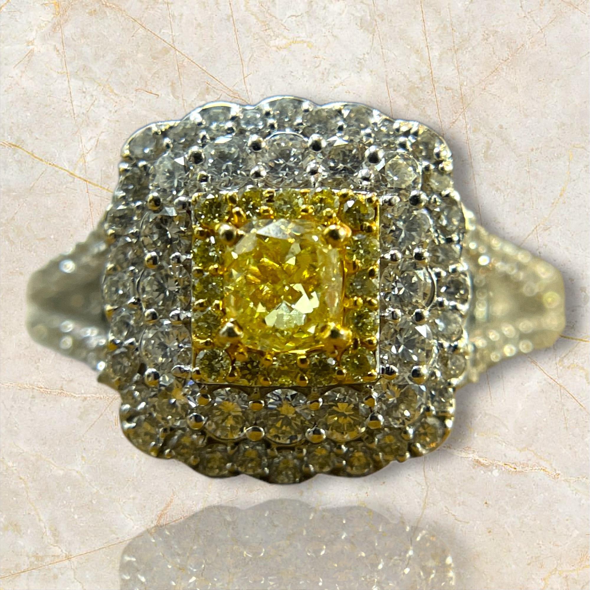Modern Triple Halo Radiance: 18K White Gold Natural Diamond Ring/Pendant For Sale