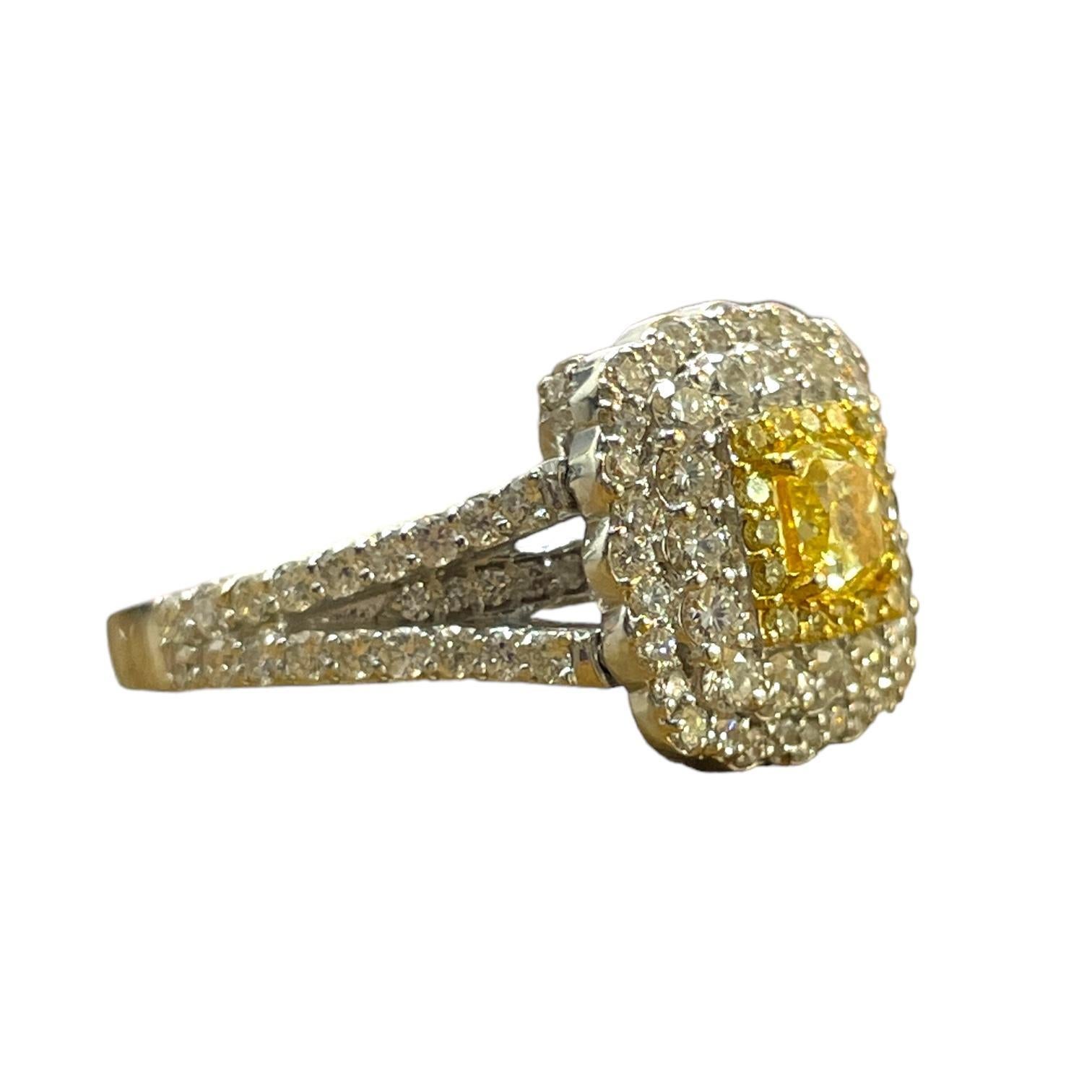 Old Mine Cut Triple Halo Radiance: 18K White Gold Natural Diamond Ring/Pendant For Sale