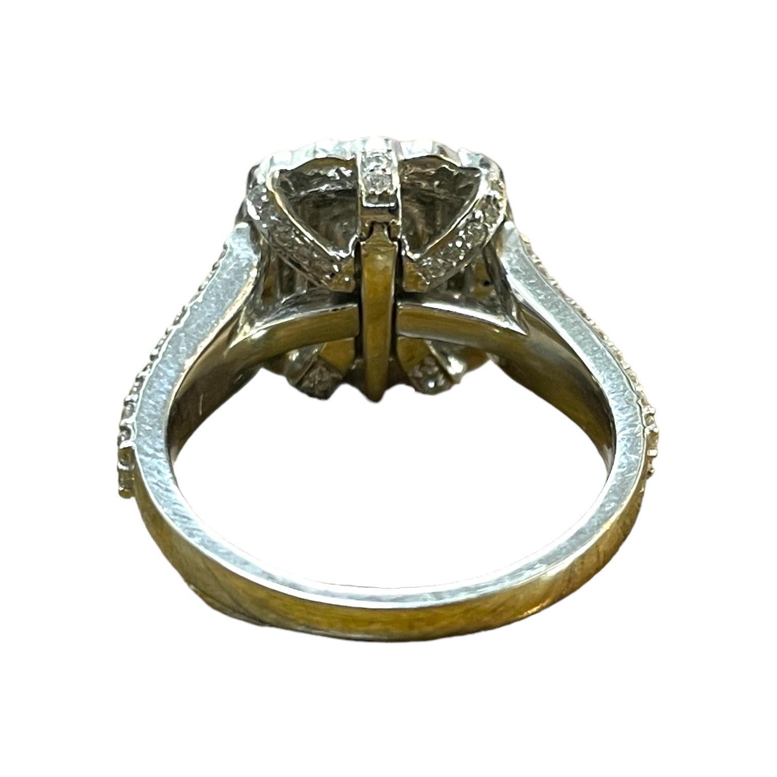 Triple Halo Radiance: 18K White Gold Natural Diamond Ring/Pendant In Excellent Condition For Sale In New York, NY