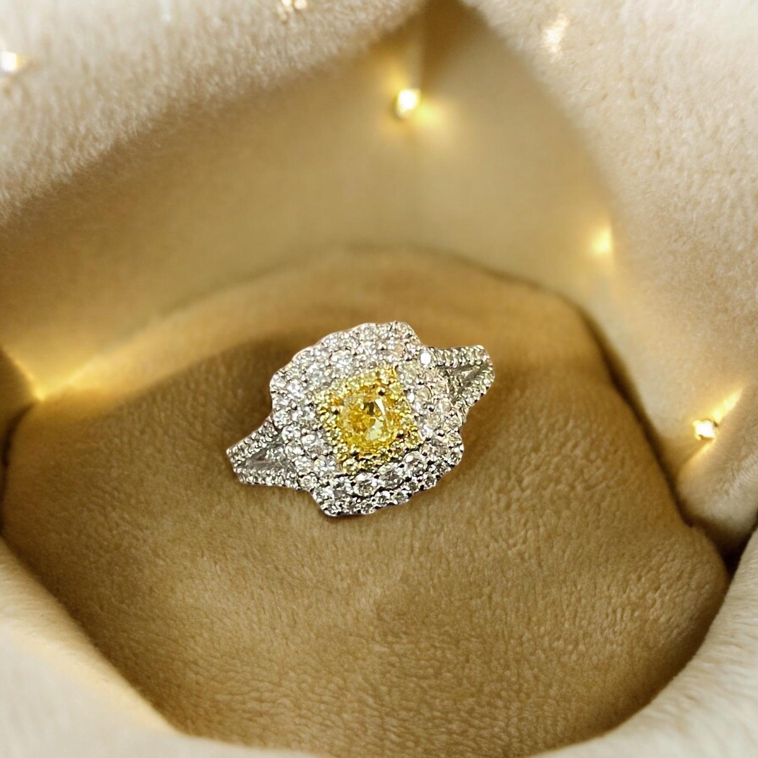 Triple Halo Radiance: 18K White Gold Natural Diamond Ring/Pendant For Sale 2
