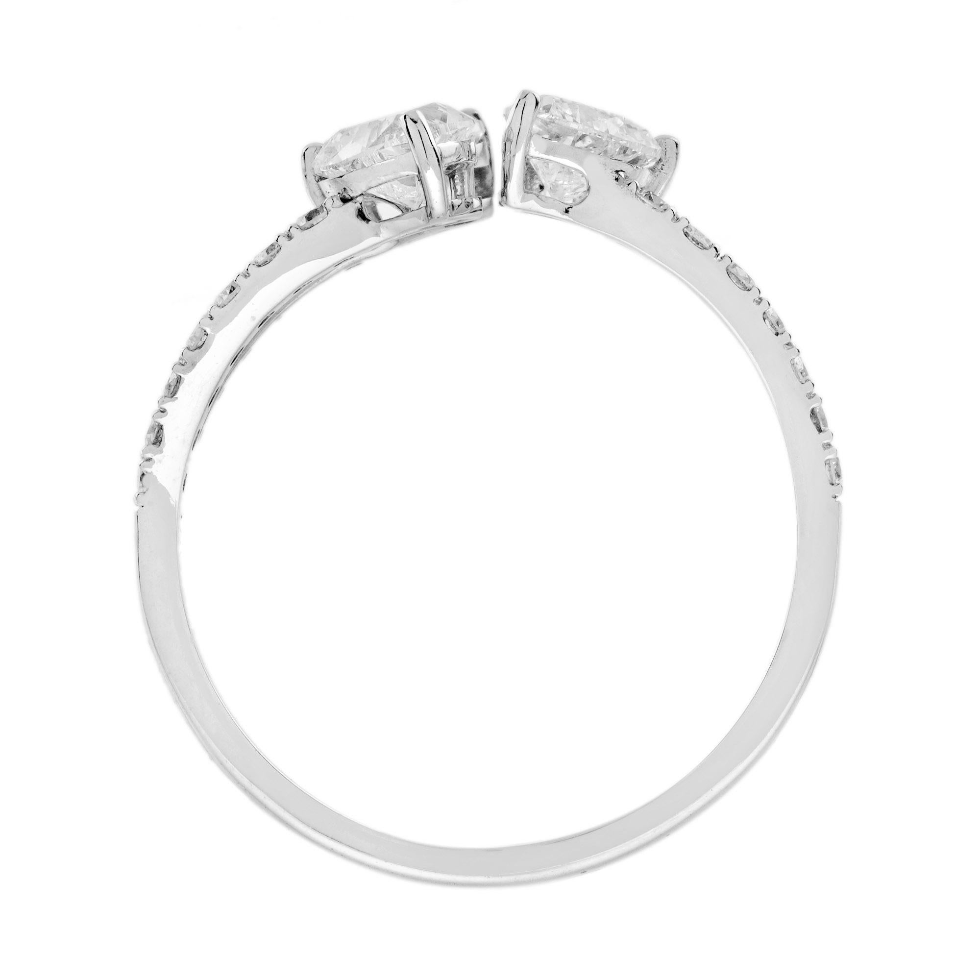 Women's Triple Heart Diamond Classic Design Ring in 18K White Gold