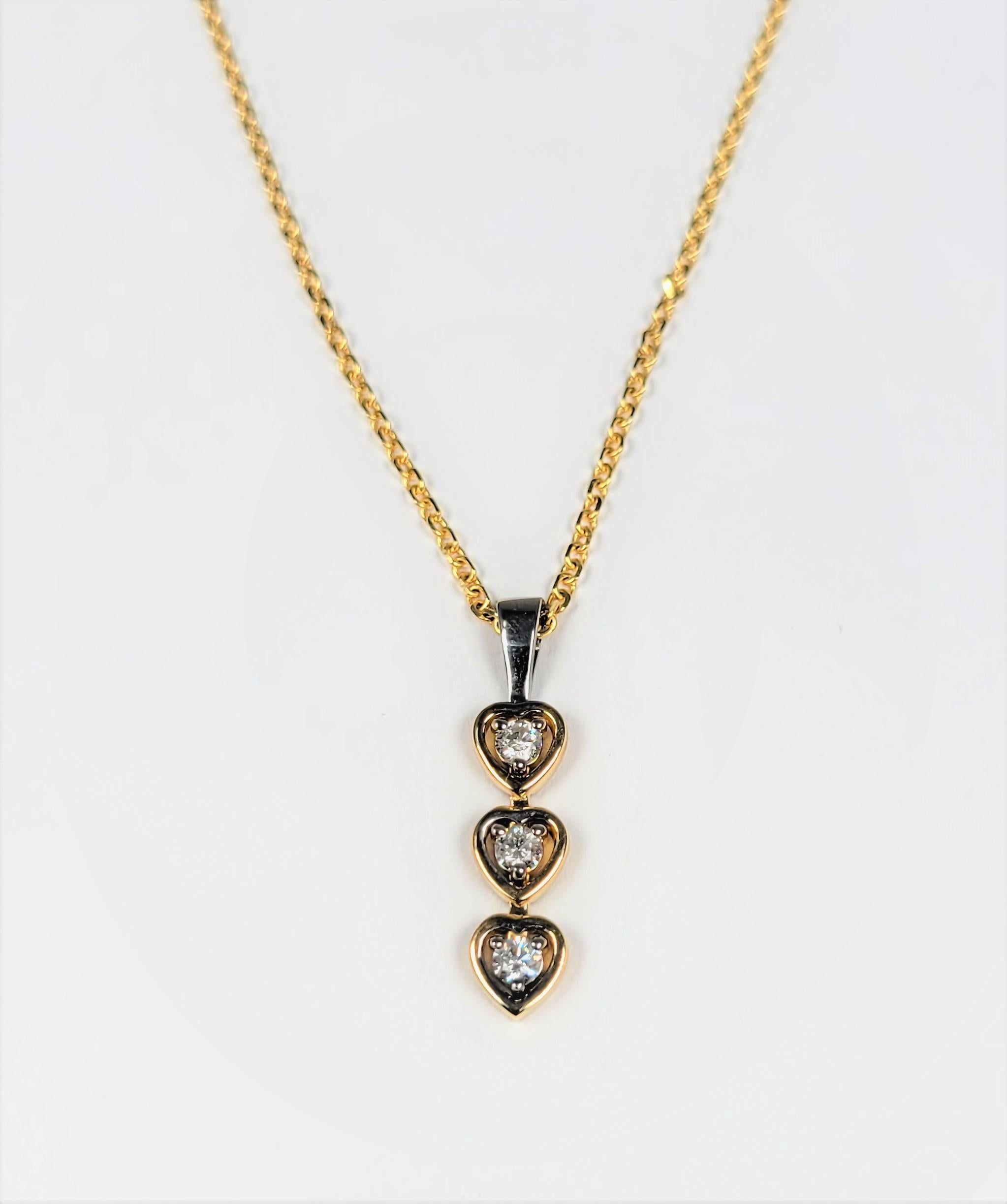 Modern Triple Heart Diamond Necklace