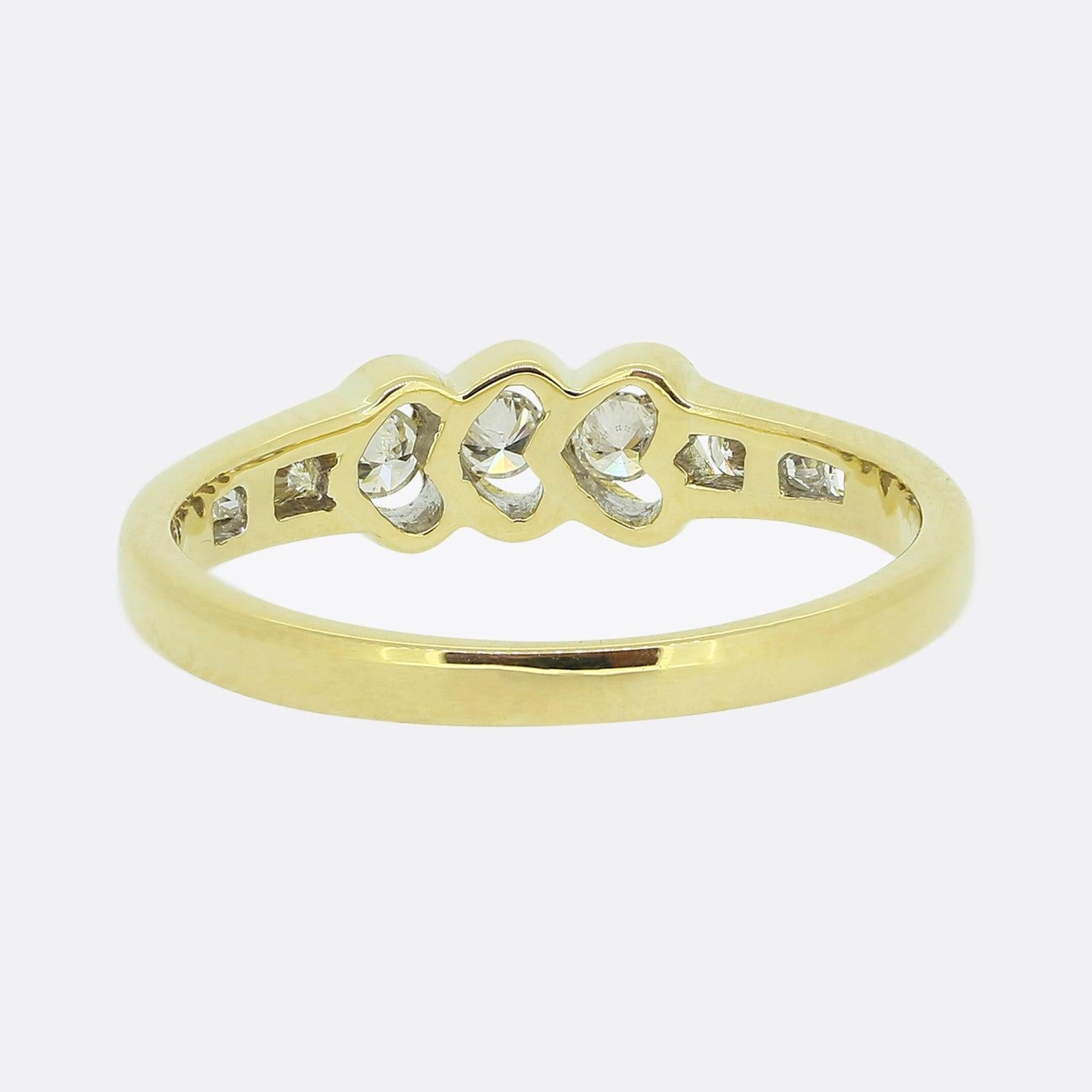 Triple Heart Diamond Ring In Good Condition In London, GB
