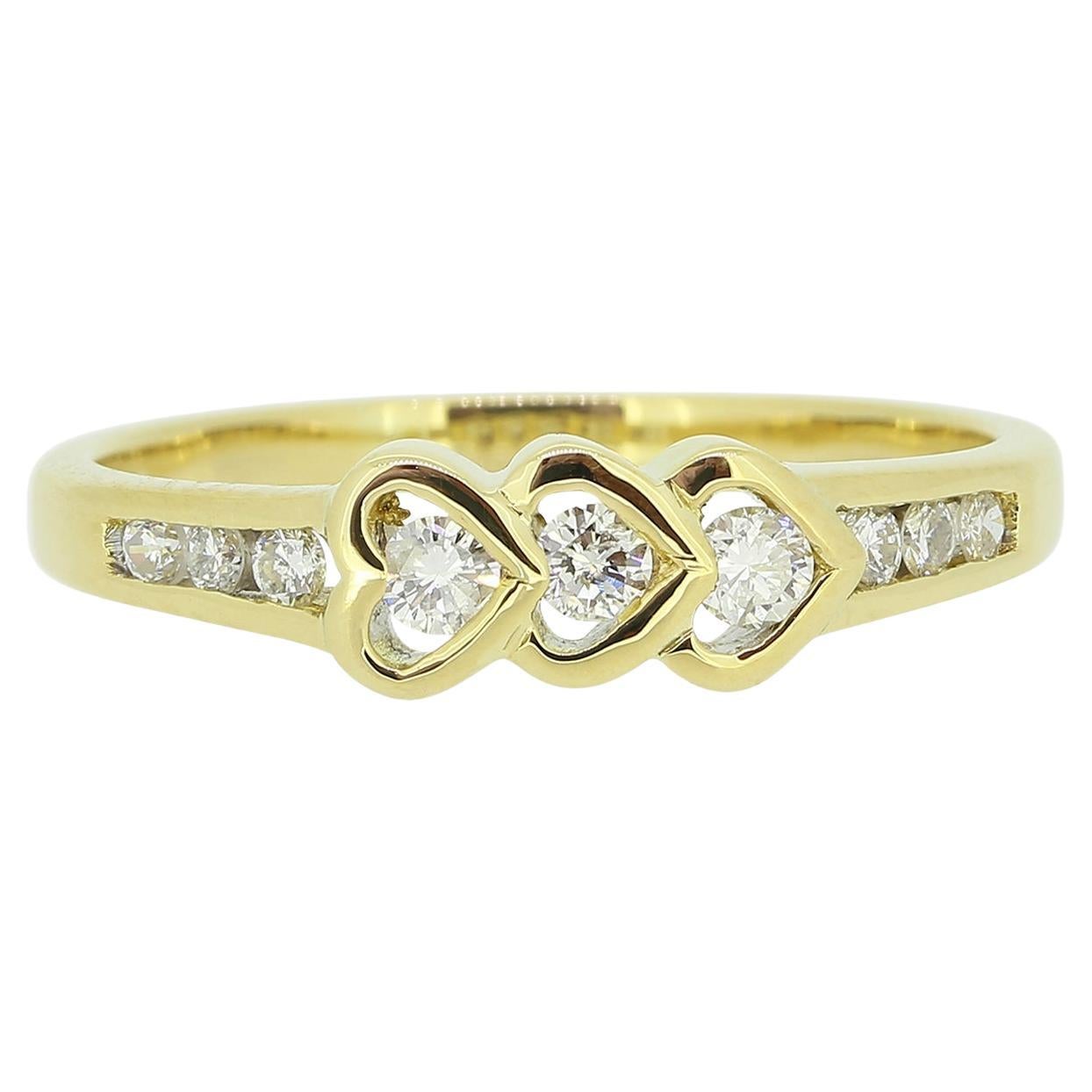 Triple Heart Diamond Ring For Sale