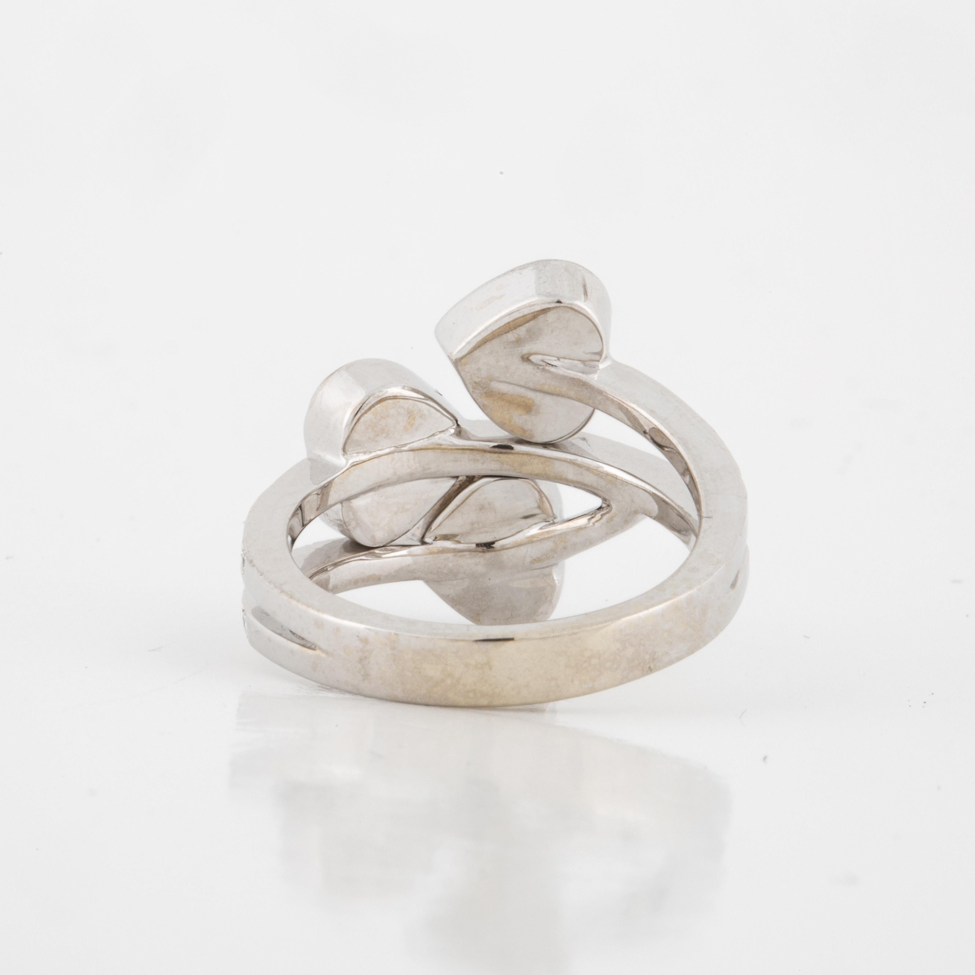 Women's or Men's Triple Heart Diamond White Gold Ring