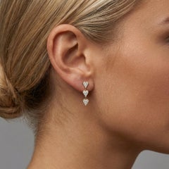 Triple Heart Trail 14K (or 18k upon request) Yellow Gold Drop Earrings