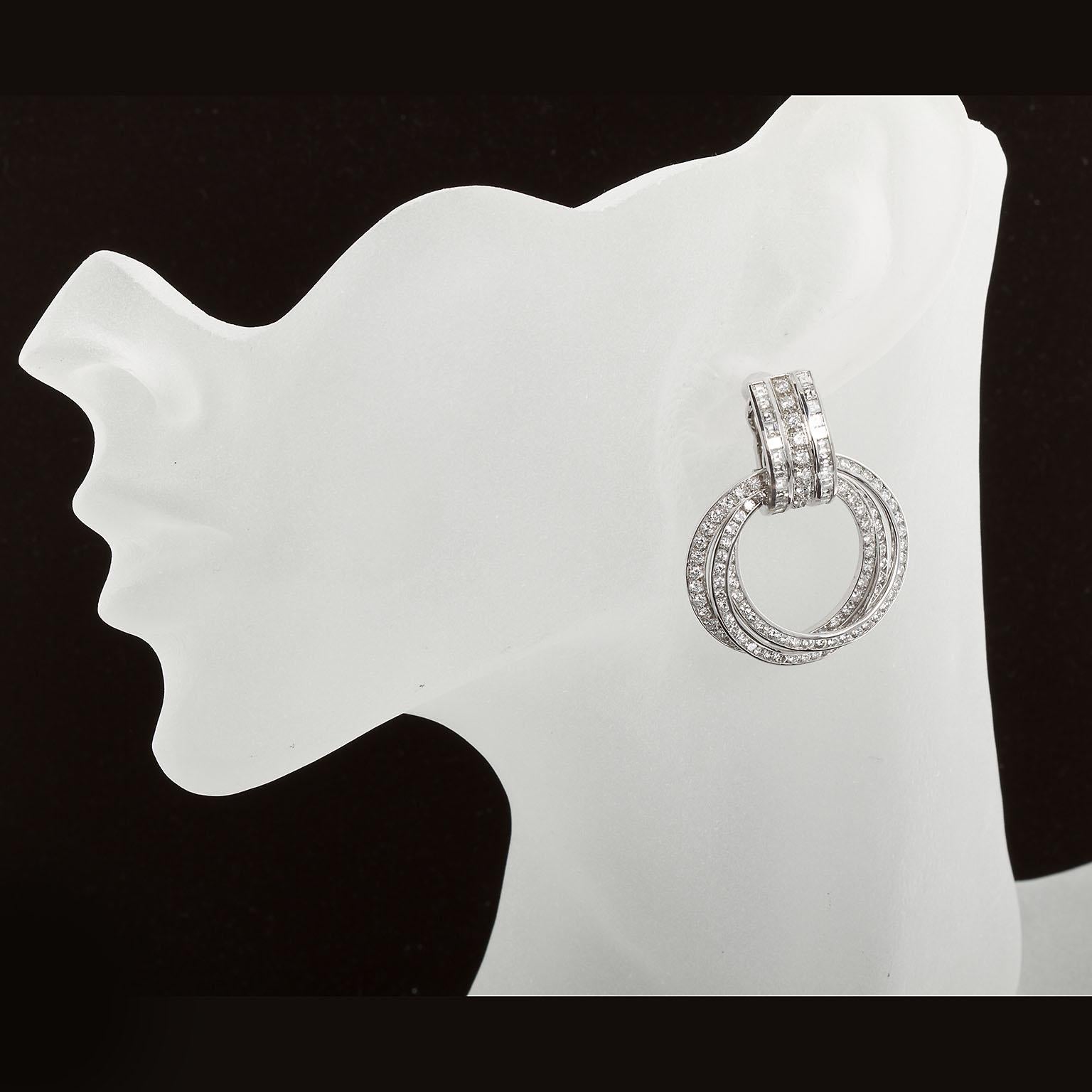 Triple Hoop Earrings Diamond White Gold 7.00 Carats 2