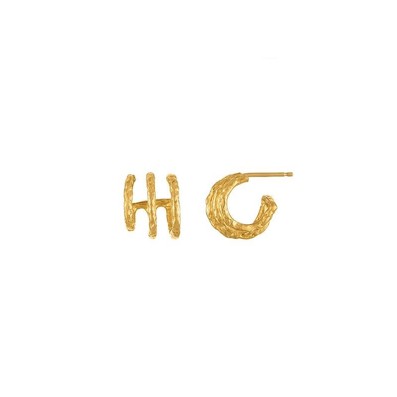 Dreifacher Huggie Hoop-Ohrring aus 22k Gold (Kunsthandwerker*in) im Angebot