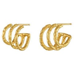 Pendiente de aro triple en oro de 22 quilates