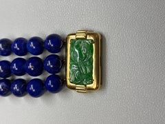 Triple Lapis Harmony Bracelet with Jade Clasp